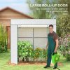 Outsunny Tomato Greenhouse with Reinforced PE Cover, Walk-in Garden Growhouse with Large Roll-up Door and 2 Mesh Windows, Portable Indoor Outdoor Green House, 196L x 77W x 178Hcm, White