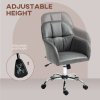 HOMCOM Computer Desk Chair, PU Leather Swivel Office Chair, Makeup Vanity Chair with Height Adjustable, Wheels, for Home Study Bedroom, Grey
