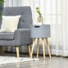 HOMCOM Modern Side Table with Hidden Storage Space, Round Night Stand with Removable Tray Wood Frame End Coffee Table for Living Room