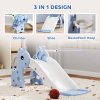 AIYAPLAY 3 in 1 Kids Slide, Giraffe Shape Toddler Slide with Climber, Basketball Hoop and Ball, Indoor Playground Equipment for Age 1-3, Blue
