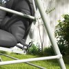 Outsunny Outdoor Seat Cushions Back Cushion with 2 Pillows, Water Repellent Seat Pads for 3-Seater Chair, Swing, Sofa, CUSHIONS ONLY, NO SWING, Charcoal Grey