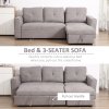 HOMCOM 3 Seater Sofa Bed, L Shaped Pull Out Sofa Bed with Storage, Convertible Click Clack Settee Sectional Sleeper Futon for Living Room, Office