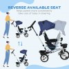 HOMCOM 6 in 1 Trike for Toddler, Baby Push Tricycle Folding Bike with Parent Handle, Reversible Seat, Storage Basket, Canopy, 5-point Safety Harness, for Kids 1-5 Years