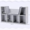 HOMCOM Kids Bookcase Shelf Storage Cabinet Unit, Living Room Sideboard w/ Six Compartments for Toys, Books - Grey
