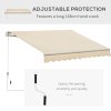 Outsunny 3.5x2.5m Manual Awning Window Door Sun Weather Shade w/ Handle Thick Retractable Canopy Outdoor Garden Shield Beige