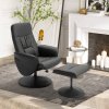HOMCOM Swivel Recliner Chair with Footstool, PU Leather Armchair and Ottoman with High Back and Round Base for Living Room, Black