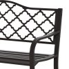 Outsunny Outdoor 2 Seater Garden Bench, Antique Style Cast Iron Loveseat with Armrest, Brown