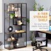 HOMCOM 6 Tier Bookcase, Industrial Display Shelf, Standing Storage Shelf, 34x83x180cm for Study, Office, Living Room, Bedroom, Rustic Brown and Black