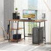 HOMCOM Computer Desk with Storage, Industrial Home Office Desk with 2 Tier Shelves and Steel Frame, Computer Table for Study Room