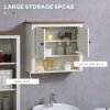 kleankin Farmhouse Bathroom Cabinet Wall Mounted, Bathroom Wall Cabinet with Storage Shelves and Cupboard, Ash Wood-Effect