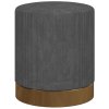 HOMCOM Modern Round Footstool, Corduroy Fabric Upholstered Foot Stool with Padded Seat for Living Room, Entryway