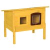 Pawhut Garden Wooden Cat House Outdoor Pet Play Home Waterproof Roof Kitty Shelter Kennel w/ith Door & Window