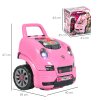 HOMCOM Kids Truck Engine Toy Set Toddler Educational Car Service Station w/ RC Car Key Steering Wheel Horn Light, Mechanic Gifts for Ages 3-5 Years - Pink