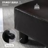 HOMCOM Faux Leather Footstool, Small Foot Rest, Rectangle Sofa Stool for Bedroom Living Room, Brown