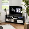 HOMCOM Corner TV Stand for 47 Inch Television, Modern TV Unit with 2 Open Shelves for Living Room, Bedroom, Black