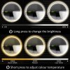 HOMCOM 600mm Round Bathroom Mirror with LED Lights, Wall Mounted Backlit Illuminated Bathroom Mirror with Demister, 3 Colours Dimmable, Memory Function, Touch Switch, Time and Temp Display, Gold Tone
