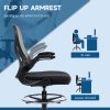 Vinsetto Draughtsman Chair with Flip-up Armrests, Mesh Standing Desk Chair with Lumbar Support and Adjustable Foot Ring for Bar Counter, Dark Grey