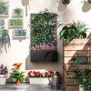 Outsunny Metal Garden Bed with Trellis, Wall Mounted or Freestanding Raised Planter with Privacy Panel, Leaf Cut-out Privacy Screen with Planter Box for Climbing Plants, Flowers, Vegetables