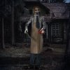 HOMCOM 5.5ft Life Size Halloween Animatronic Standing Chainsaw Killer, with Light Up Eyes, Sound Activated Moving Body, Scary Halloween Decorations, Battery Operated, Indoor Party Props