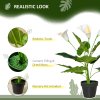 HOMCOM Set of 2 Artificial Realistic Calla Lily Flower, Faux Decorative Plant in Nursery Pot for Indoor Outdoor Decor, 55cm