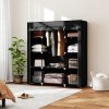 HOMCOM Portable Wardrobe, Foldable Fabric Wardrobe, 150 x 43 x 162.5cm, Clothes Storage Organiser with Hanging Rail, Shelves, Fabric Cover for Bedroom, Black