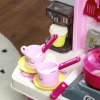 AIYAPLAY Kids Kitchen, Toy Kitchen, Toddler Pretend Play Kitchen with 33-Piece Accessories, Lights, Sounds, for Ages 3-6 Years, Pink