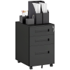 Vinsetto Metal Mobile File Cabinet with Wheels, Lockable 3 Drawer Filing Cabinet for A4, Legal, Letter, Under Desk Storage Unit with Pre-Assembled Body for Home Office, 39 x 48 x 60cm, Black
