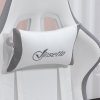 Vinsetto Computer Gaming Chair, PU Leather Office Desk Chair with Footrest, Swivel Wheels, 135?? Reclining Back, Lumbar Support, Headrest for Home, White and Grey