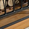 HOMCOM 126cm 3-Panel Metal Folding Fireplace Screen Heat Flame Protective Guard Child Pet Home Spark Barrier Surround w/ Mesh Pattern