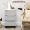 HOMCOM 3-Drawer Lockable Filing Cabinet, File Cabinet on Wheels, Mobile Office Storage Drawers for Home Office, Bedroom and Living Room