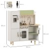 AIYAPLAY Toy Kitchen Playset, Kids Play Kitchen Role Playing Game with Phone, Ice Maker, Stove, Sink, Utensils, for Ages 3-6 Years - White