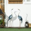 Outsunny Crane Garden Ornaments, 2 PCS Steel Garden Statue Set Gifts, Water and Rust Resistant Sculptures for Patio Pond Landscape Decoration, Multi-Colour