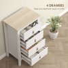 HOMCOM Bedroom Chest of Drawers, Modern 4 Drawer Dresser Cabinet with PU Leather Handles and Metal Runners for Living Room, Hallway, Entryway, White