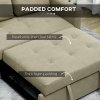 HOMCOM 2 Seater Sofa Bed, Convertible Bed Settee, Modern Fabric Loveseat Sofa Couch with 2 Cushions, Side Pockets for Living Room, Guest Room, Light Brown