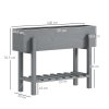 Outsunny Wooden Raised Garden Bed, Elevated Planter Box with Bed Liner, Drainage Holes and Storage Shelf, Raised Planter for Vegetables, Flowers, Herbs, 100 x 30 x 71 cm, Grey