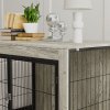 PawHut Dog Crate Furniture on Wheels, Dog Cage End Side Table with Lockable Double Doors, for Large Breeds, 100 x 60 x 73.5cm, Grey