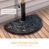 Outsunny 9kg Resin Parasol Base, Half Round Umbrella Stand with Floral Design for Garden, Outdoor, Suitable Umbrella Rod: 3.8cm, 4.8cm, Bronze Tone