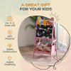 AIYAPLAY Kids Easel, 2 in1 Easel for Toddlers with Whiteboard, Chalkboard, Storage Boxes, Double Sided Easel, for Ages 3-8 Years, Pink
