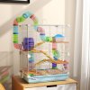 Pawhut 5 Tier Hamster Cage, Gerbil Cage with Tube Exercise Wheels, Tunnel, Water Bottle, Dishes, 58H x 46L x 30Wcm, Light Blue