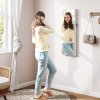 HOMCOM Jewellery Cabinet with LED Lights, Door Hanging or Wall Mounted Full Length Mirror with Storage, Lockable Jewellery Organiser, White Surface and Black Lining