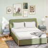 HOMCOM Bedside Tables Set of 2, Bedside Cabinet with 2 Drawers, Gold Steel Legs, Modern Side Table with Striped Panel for Bedroom, Living Room, Grey