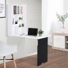 HOMCOM Folding Wall-Mounted Drop-Leaf Table, Convertible Wall Table With Chalkboard and Storage Shelf, Multifunctional Floating Desk for Home Office