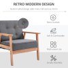 HOMCOM Accent Chair, Linen Fabric Armchair, Occasional Chair with Rubber Wood Frame for Living Room Reception Bedroom Balcony, Grey and Natural