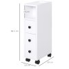 kleankin Slimline Bathroom Storage Unit w/ 2 Drawers 2 Open Compartments Wheels Handles Freestanding Compact Home Office Furniture 