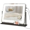 HOMCOM Vanity Mirror with Lights, 63x50 cm Lighted Makeup Mirror with 3 Colour Lighting Modes, 10X Magnifying, USB Charging Port, Phone Holder, 360 Degree Rotation, Touch Screen, for Dressing Table