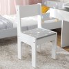AIYAPLAY Kids Desk and Chair Set, Children Study Table and Chair with Storage, Pull-Out Drawer, Star and Moon Pattern, for Bedroom, Playroom, Nursery, for Ages 3-6 Years, Grey