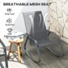 Outsunny Garden Rocking Chair, Ergonomic Outdoor Rocking Chair with Armrests, High Backrest, Steel Frame Relaxing Rocker Armchair Seat for Patio, Balcony, Porch, Grey