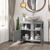 kleankin Pedestal Under Sink Cabinet with Double Doors, Modern Bathroom Vanity Storage Unit with Shelves