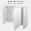 kleankin Bathroom Medicine Cabinet with Mirror, Wall Mounted Bathroom Mirror Cabinet with 3 Doors, Adjustable Shelves, White