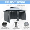 Outsunny 4m x 3(m)Garden Gazebo, Double Roof Outdoor Gazebo Canopy Shelter with Curtains, Solid Steel Frame for Patio, Garden